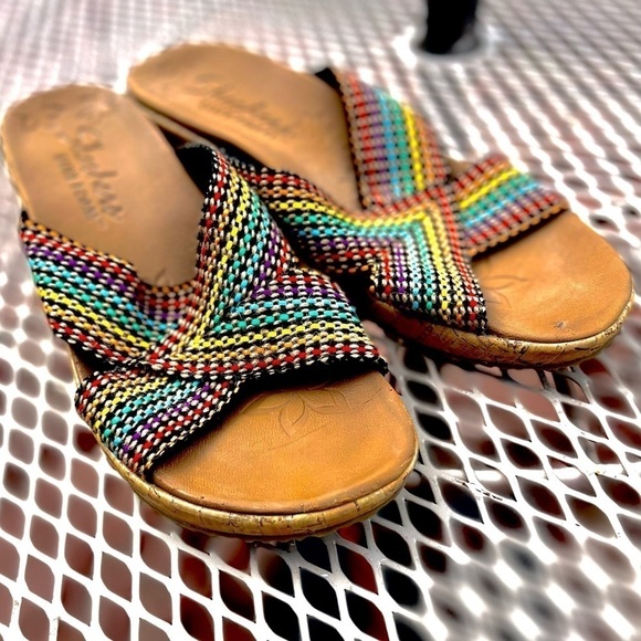 𝅺BEVERLEE “DELIGHTED” SKETCHERS RAINBOW PLATFORM WEDGES - Picture 5 of 11